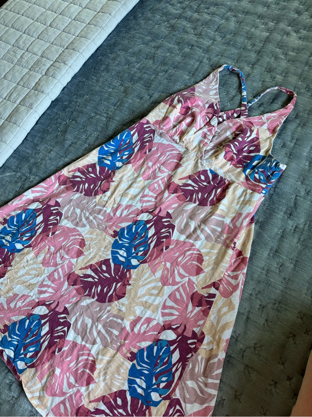 Title Nine Pink, Magenta & Blue Tropical Leaf Mini Dress